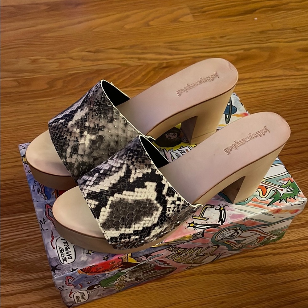 Jeffery Campbell Dlight style, natural python wedge